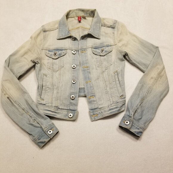Light Wash Denim Jacket US 4 Cropped Fitted Divided H&M X-Small Women's Top - Picture 4 of 6